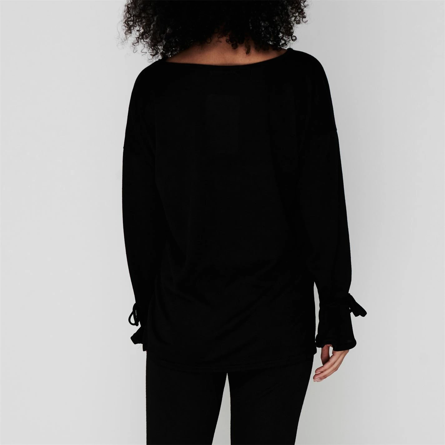 Linea Brushed V Neck Loungewear Jumper With Tie Sleeves - Image 3