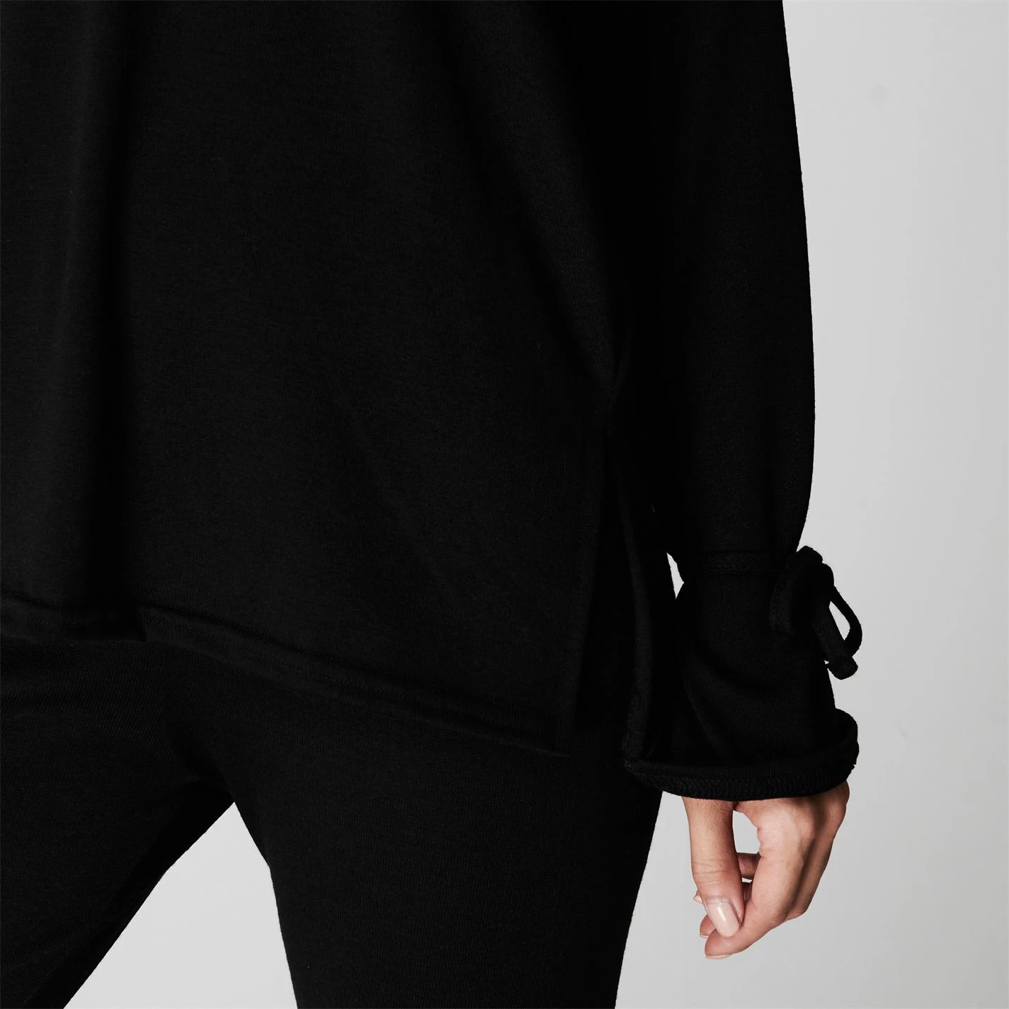 Linea Brushed V Neck Loungewear Jumper With Tie Sleeves - Image 5