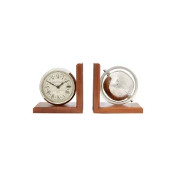 Linea Clock and Globe Bookends